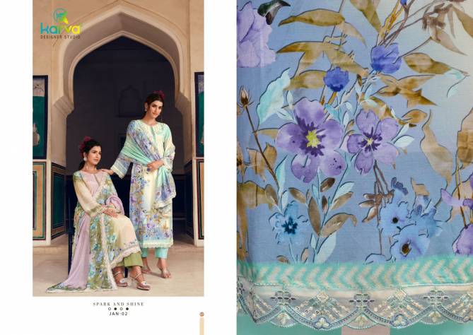 Jannat By Karva designer Viscose Muslin Digital Printed Dress Material Wholesale Shop In Surat